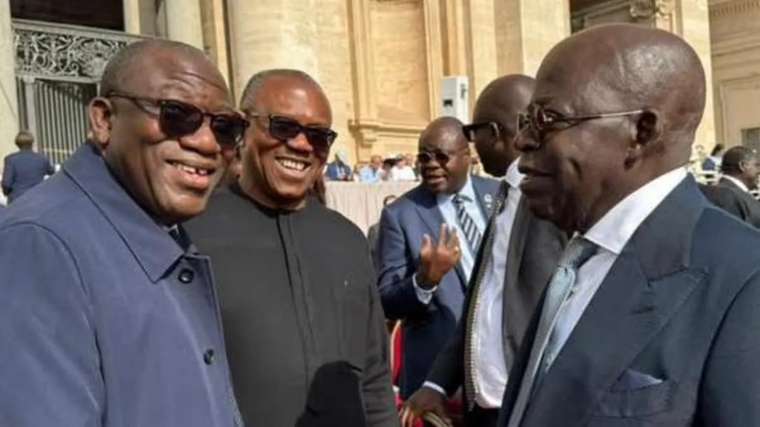 Nigeria's fierce political rivals share joke at pope's inaugural mass - Nsemkeka