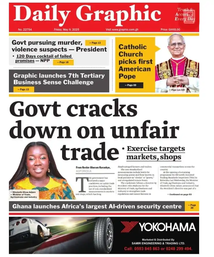 Today’s Front pages: Friday, May 9, 2025 - Nsemkeka