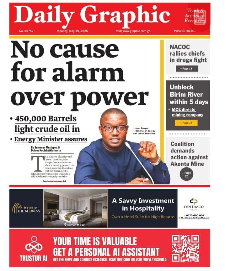 Today’s Front pages :Monday, May 19, 2025 - Nsemkeka