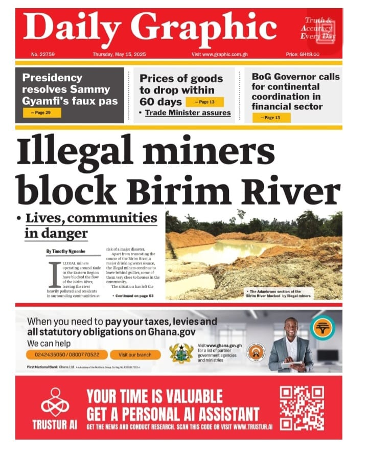 Today’s Front pages :Thursday, May 15, 2025 - Nsemkeka