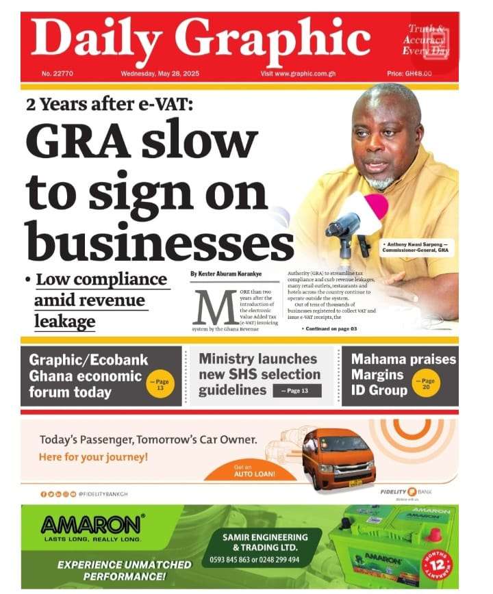 Today's front pages: Wednesday, May 28, 2025 - Nsemkeka