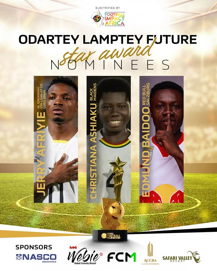 2025 Ghana Football Awards: Jerry Afriyie nominated for Odartey Lamptey Future Star award - Nsemkeka